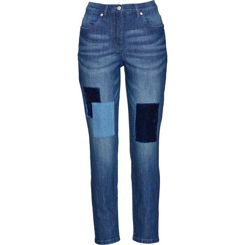 bpc selection 7/8-Jeans mit Samt-Badges in blau für Damen von bonprix