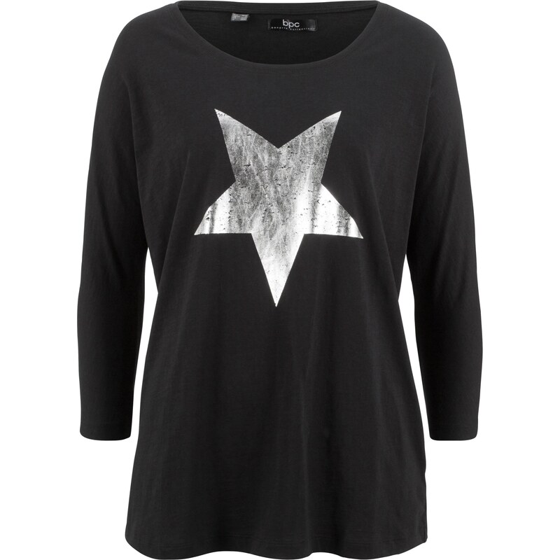 bpc bonprix collection Baumwoll Fledermaus-Shirt 3/4 Arm in schwarz für Damen von bonprix