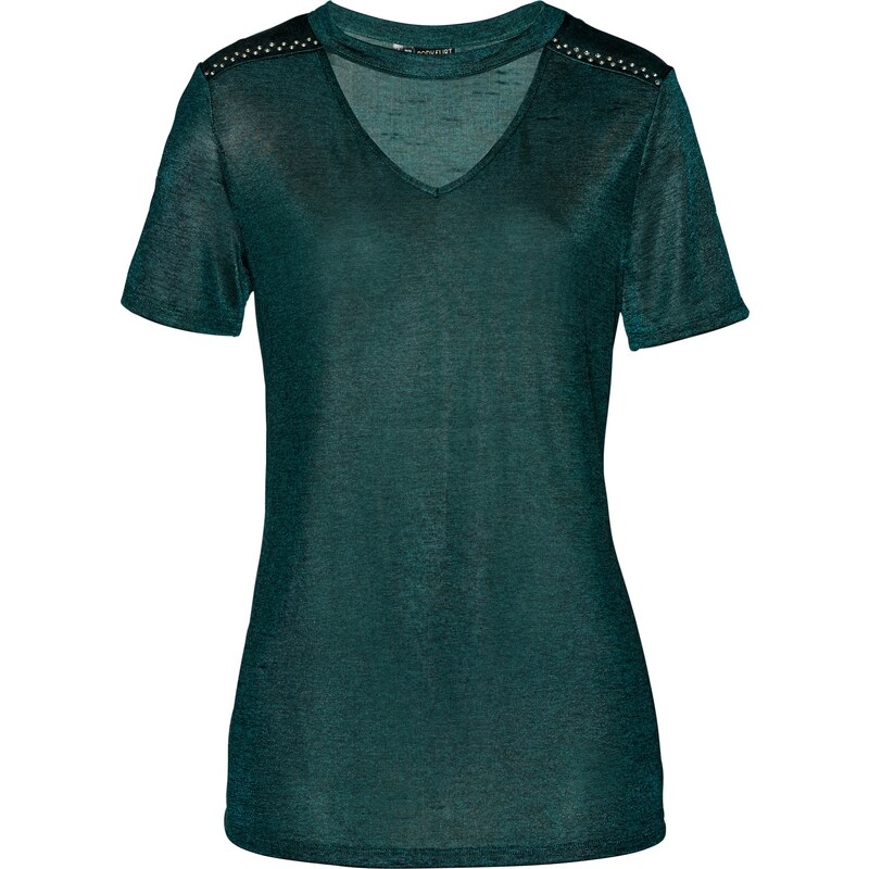 bpc selection premium Premium Shirt mit Swarovski Kristallen kurzer Arm in grün für Damen von bonprix