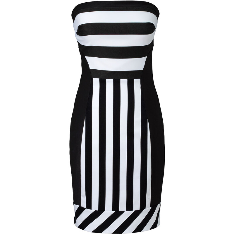 MARCIANO GUESS Kleid, schwarz-weiß, Bandeau, tailliert