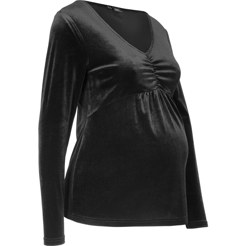 bpc bonprix collection Umstands-Samt-Shirt langarm in schwarz für Damen von bonprix