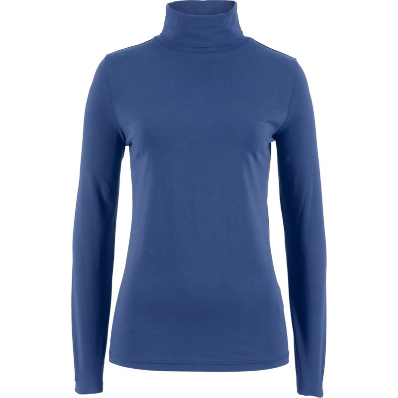 bpc bonprix collection Rollkragen-Stretch-Shirt, Langarm blau Damen, bonprix