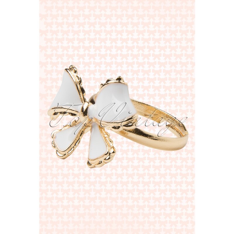 From Paris with Love! Very Vintage Sweet Bow ring White
