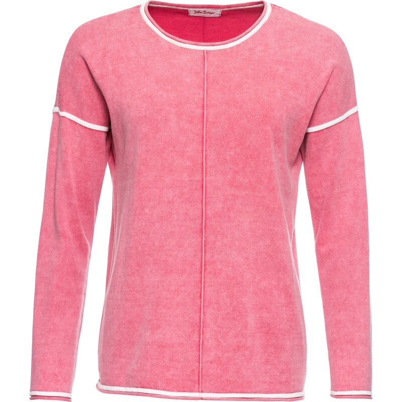 John Baner JEANSWEAR Over-dyed-Pullover langarm in pink für Damen von bonprix