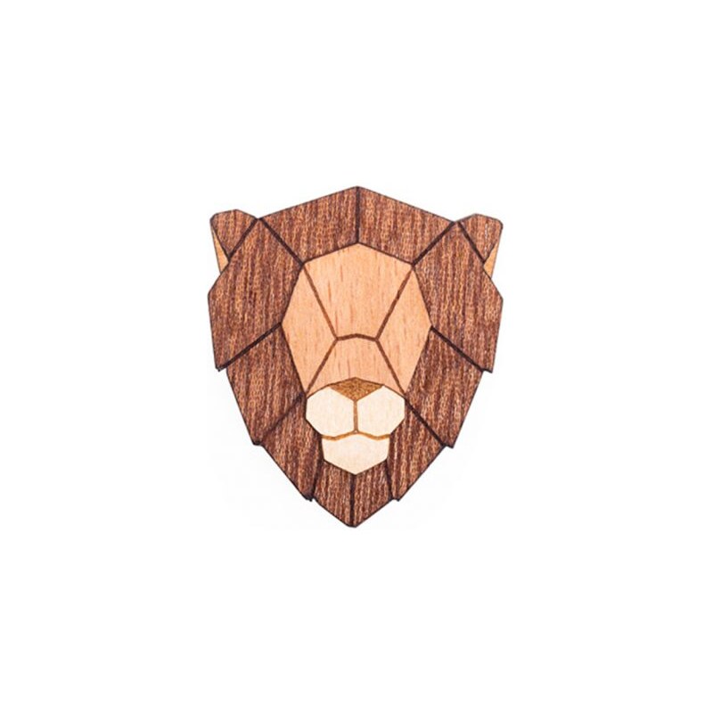 BeWooden Lion Brooch