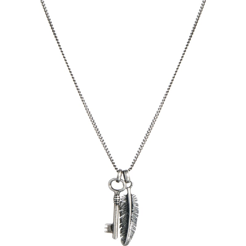 Simon Carter - Halskette mit Schlüssel- und Federanhängern - Exklusiv bei ASOS - Silber