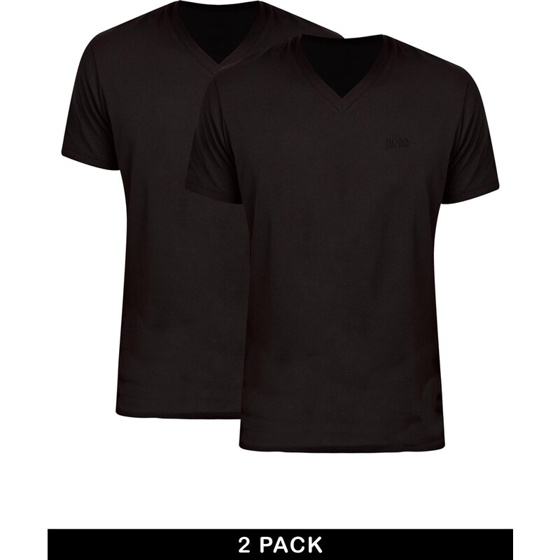 BOSS By Hugo Boss - T-Shirt im Doppelpack mit V-Ausschnitt und lockerer Passform - Schwarz