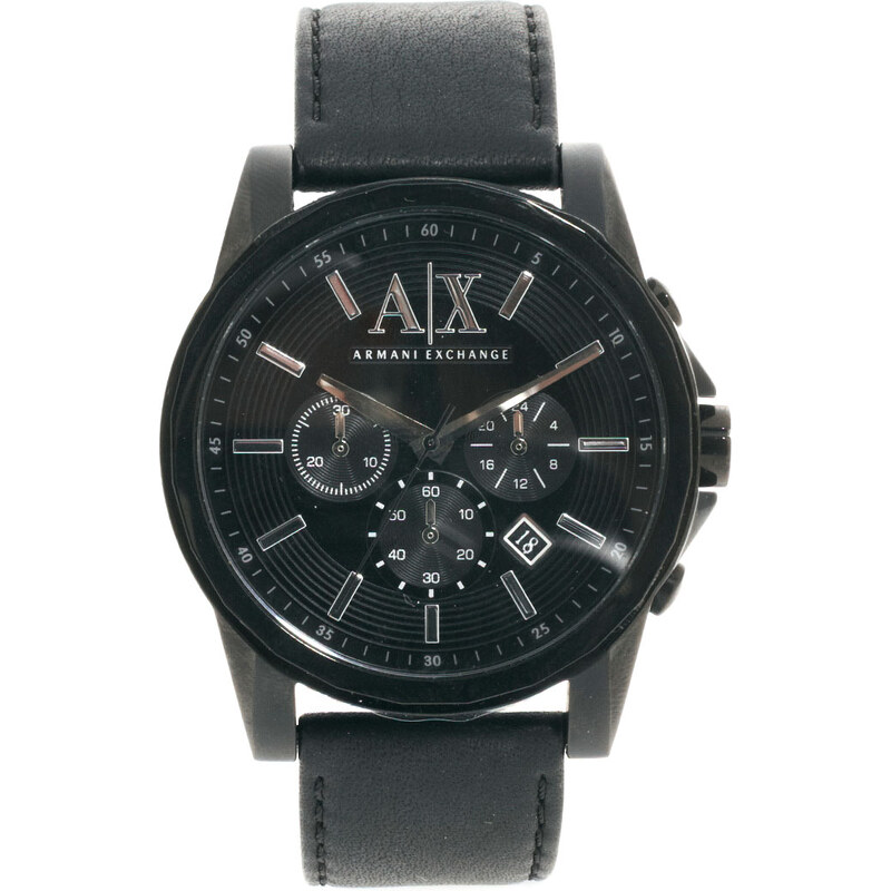 Armani Exchange - AX2098 - Chronograph-Uhr mit schwarzem Lederarmband - Schwarz