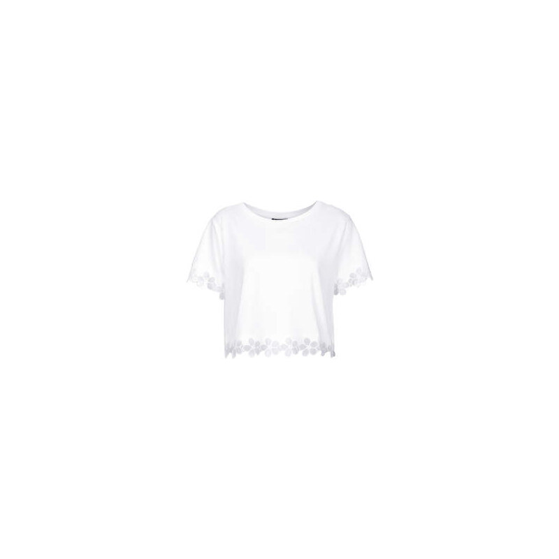 Topshop T-Shirt mit Organza-Gänseblümchenverzierung Petite-Größe - Weiß