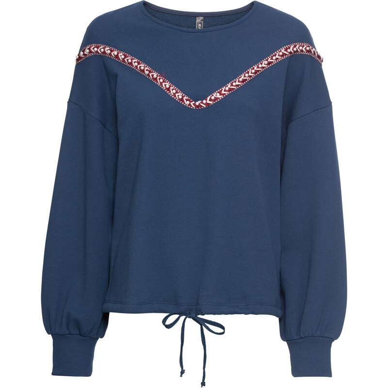 RAINBOW Sweatshirt mit Bordüre langarm in blau für Damen von bonprix