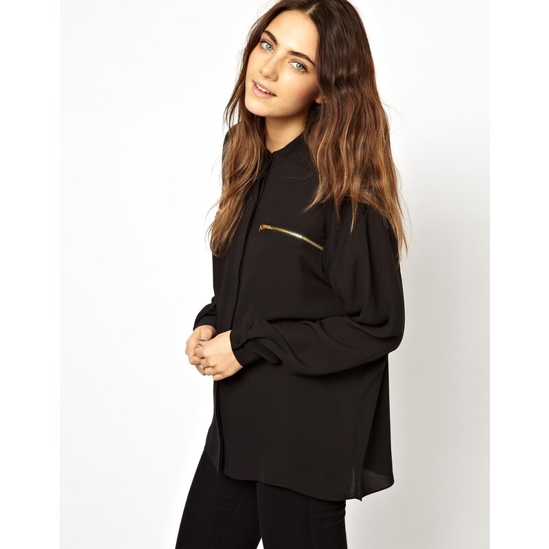 ASOS Blouse with Zip Pocket and Seam Detail