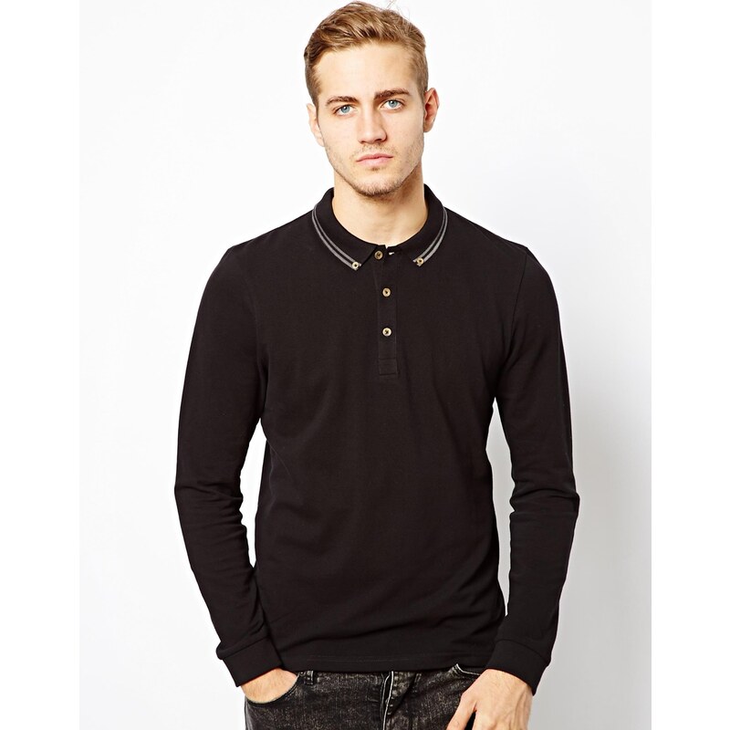 ASOS Polo With Long Sleeves And Tipped Collar