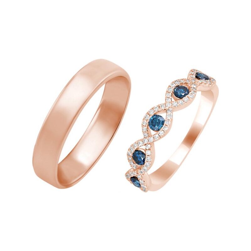 Eppi Goldring mit blauen Diamanten und Komfort Trauring Sanvi