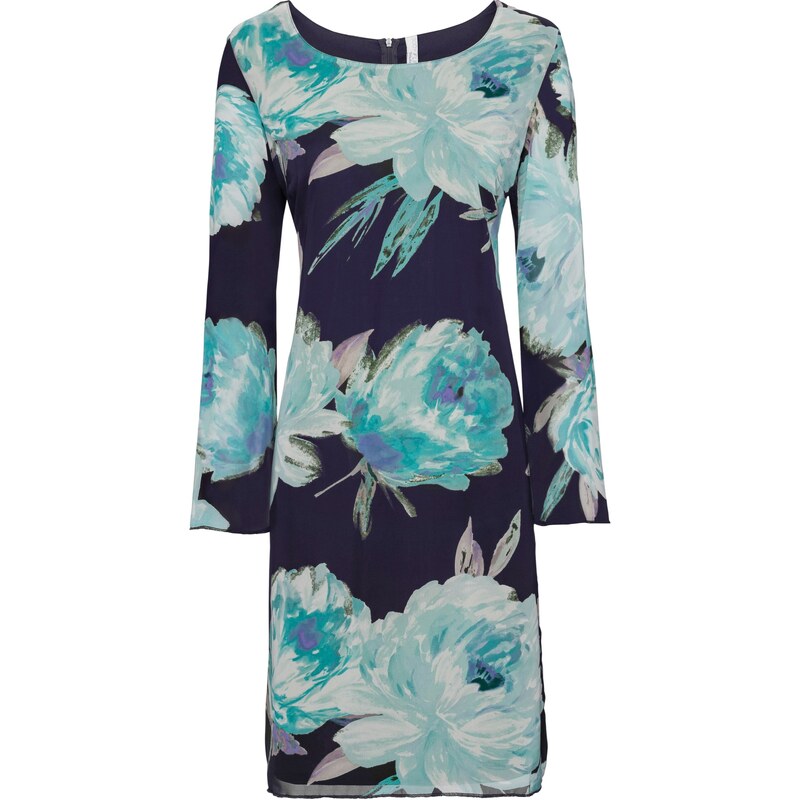 BODYFLIRT boutique Kleid mit Blumenprint langarm in blau von bonprix