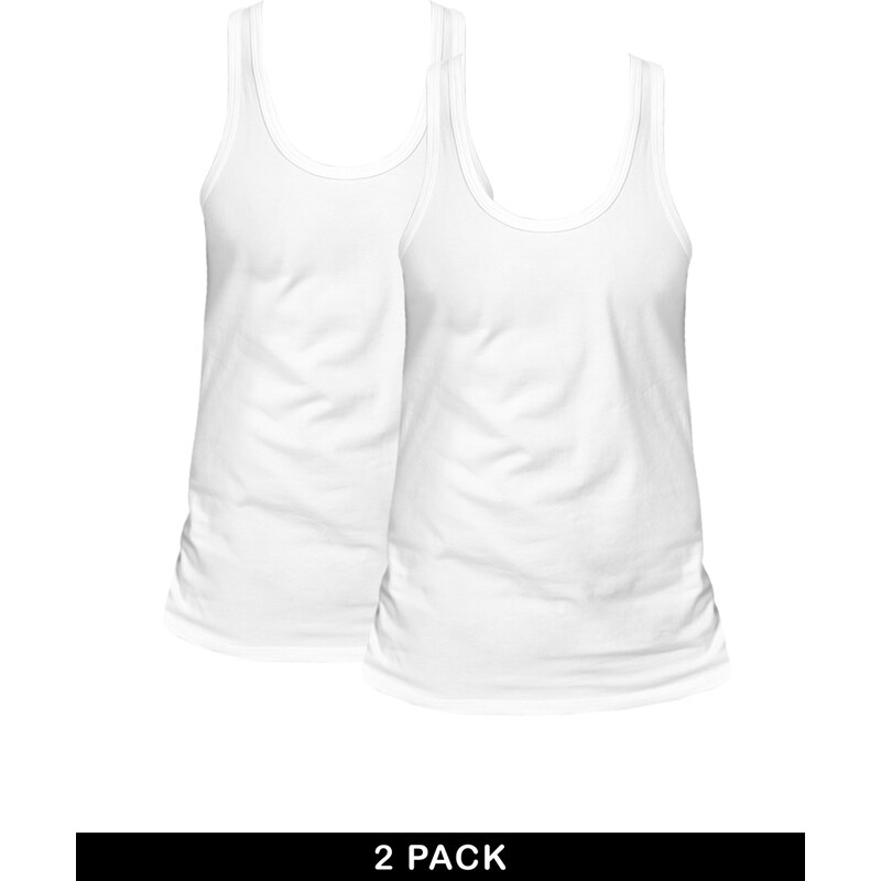 Calvin Klein - Schmal geschnittene Trägershirts im 2er-Set - Weiß