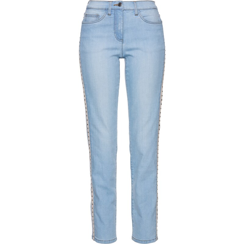bpc selection Jeans mit Zierstreifen und Nieten in blau für Damen von bonprix
