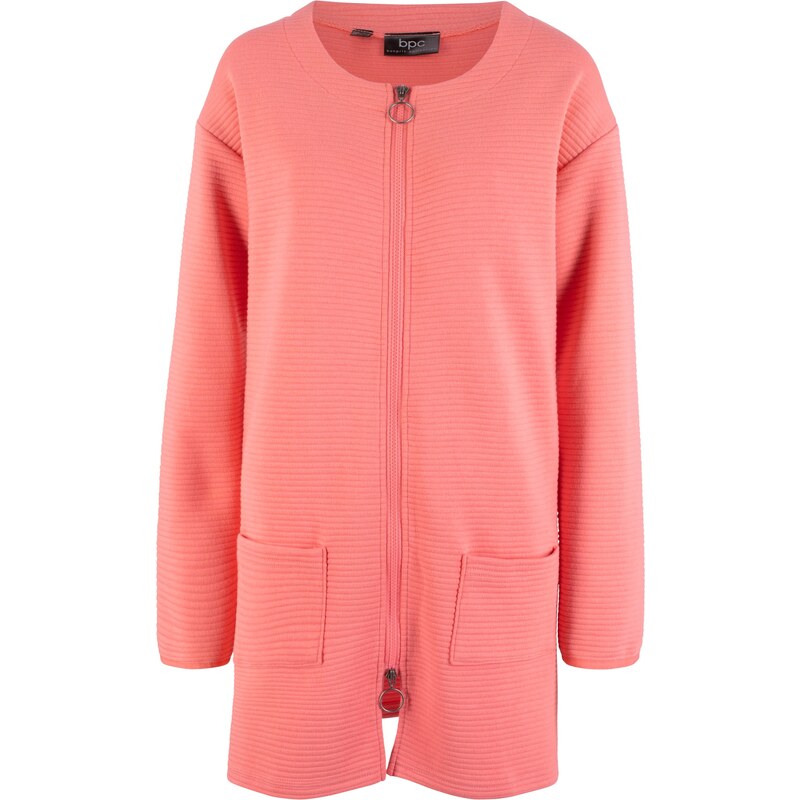 bpc bonprix collection Sweatshirt-Jacke mit Querrippstruktur langarm in rosa für Damen von bonprix