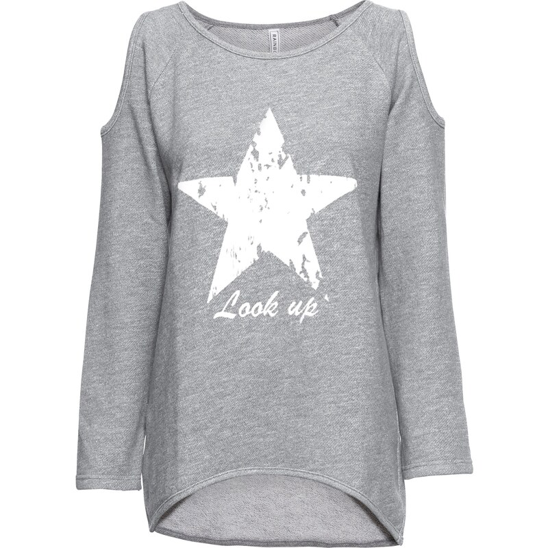 RAINBOW Sweatshirt mit Stern langarm in grau für Damen von bonprix