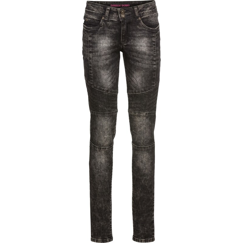 Skinny Jeans mit Teilungsnähten schwarz Damen bonprix