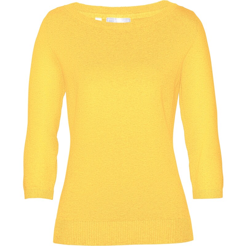 bpc selection Pullover 3/4 Arm in gelb (U-Boot-Ausschnitt) für Damen von bonprix
