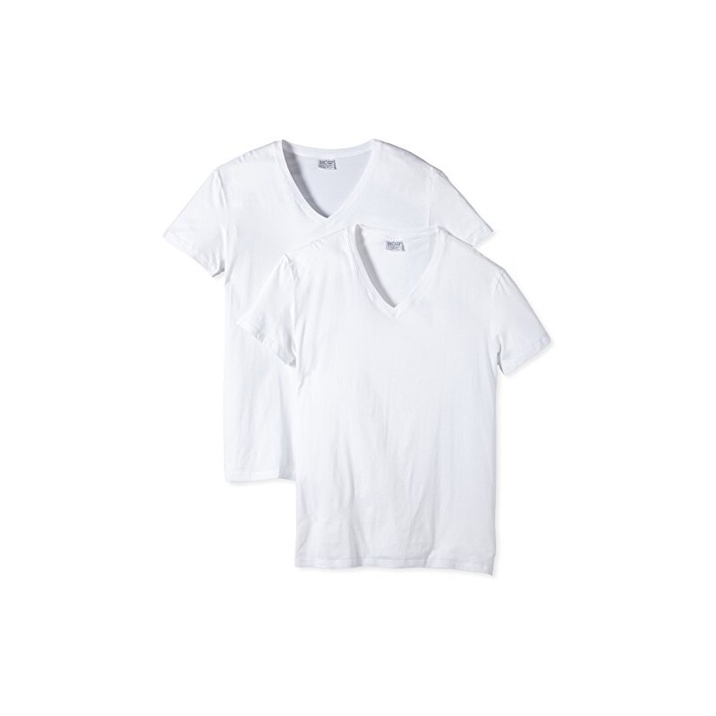 HOM Herren Unterhemd 2 er Pack 10106996 Pure Cotton V Shirt 03 2P