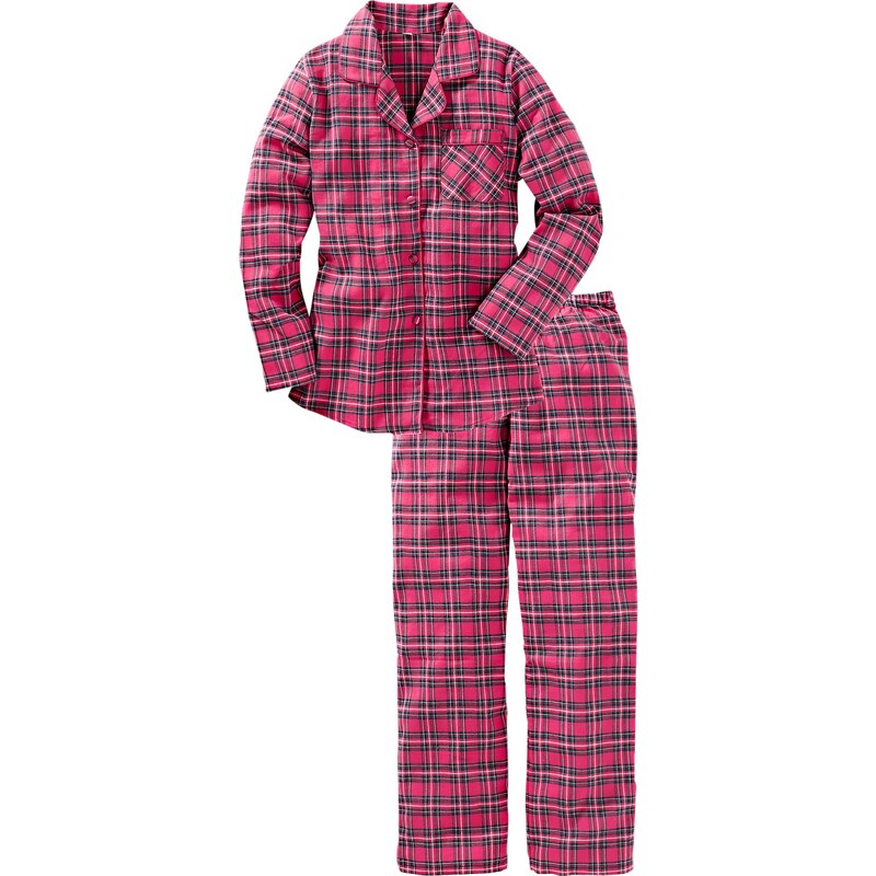 bpc bonprix collection Gewebter Flanell Pyjama langarm pink Damen, bonprix