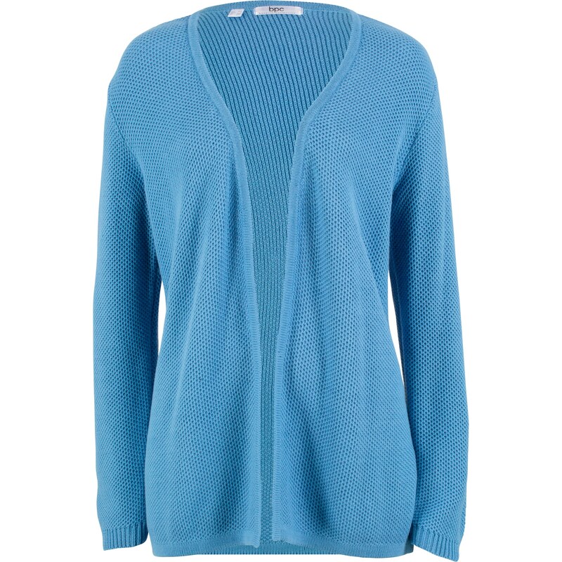 bpc bonprix collection Offener Baumwoll Cardigan in Crochet-Optik langarm in blau für Damen von bonprix