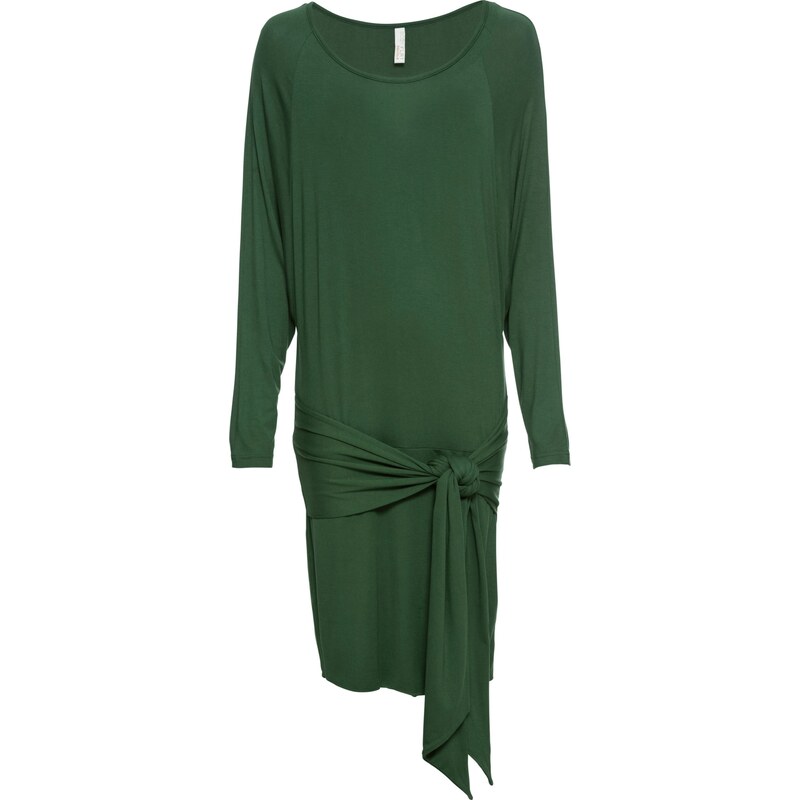 BODYFLIRT boutique Kleid mit Bindedetail langarm in grün von bonprix