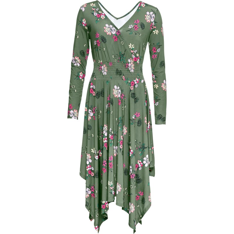 RAINBOW Kleid langarm in grün (V-Ausschnitt) von bonprix