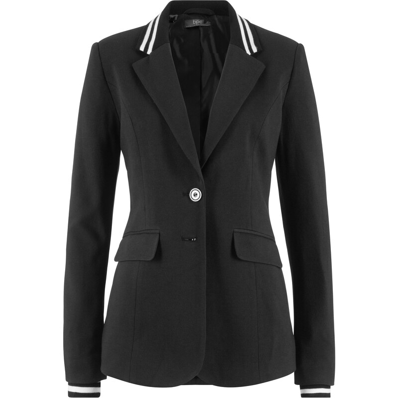 bpc bonprix collection Jersey-Blazer aus Baumwolle langarm in schwarz für Damen von bonprix