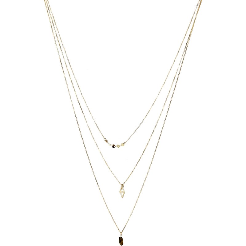 Orelia - Feine, mehrreihige Halskette mit geometrischen Anhängern - Grau