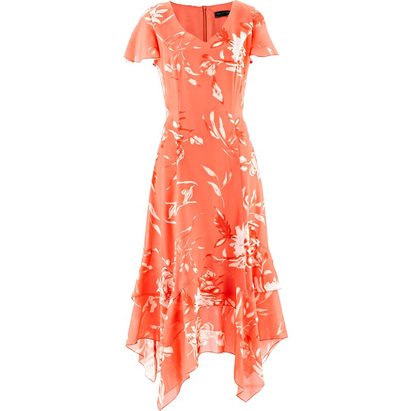 bpc selection Kleid mit Blumendruck/Sommerkleid Flügelärmel in orange von bonprix