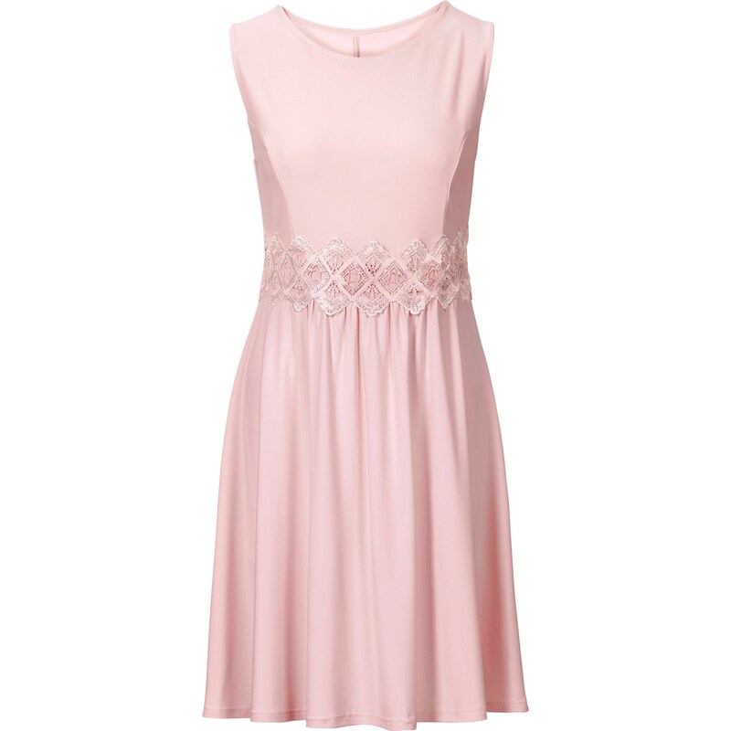 BODYFLIRT Kleid mit Spitzeneinsatz ohne Ärmel in rosa von bonprix