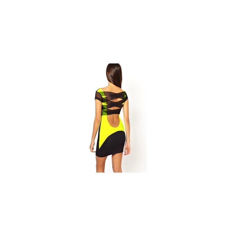 Quontum - High Viz - Kleid mit Netzstoff und Trägern am Rücken - Schwarz/Neongelb