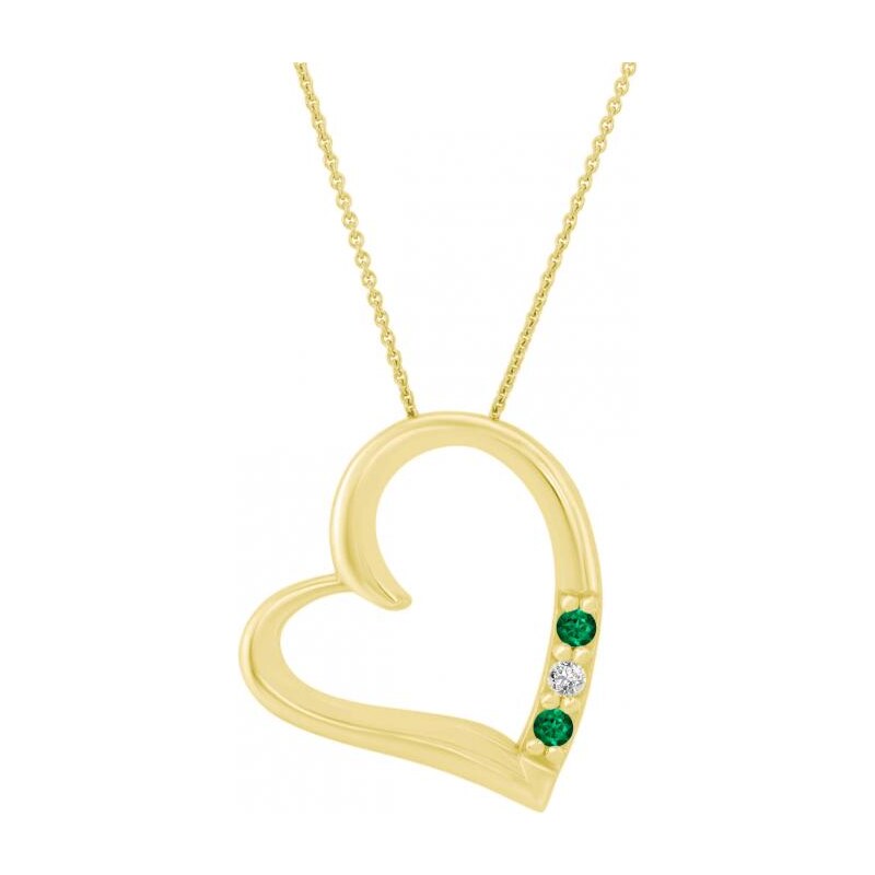 Eppi Anhänger in Herz-Form aus Gold mit Smaragden und Diamant Tanish
