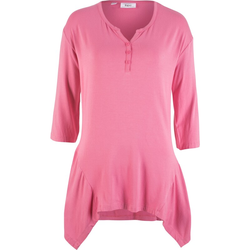 bpc bonprix collection Zipfel-Shirt mit Henley-Kragen 3/4 Arm in pink für Damen von bonprix