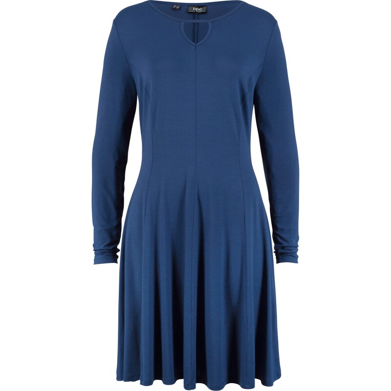 bpc bonprix collection Figurformendes Viskose-Kleid langarm in blau von bonprix