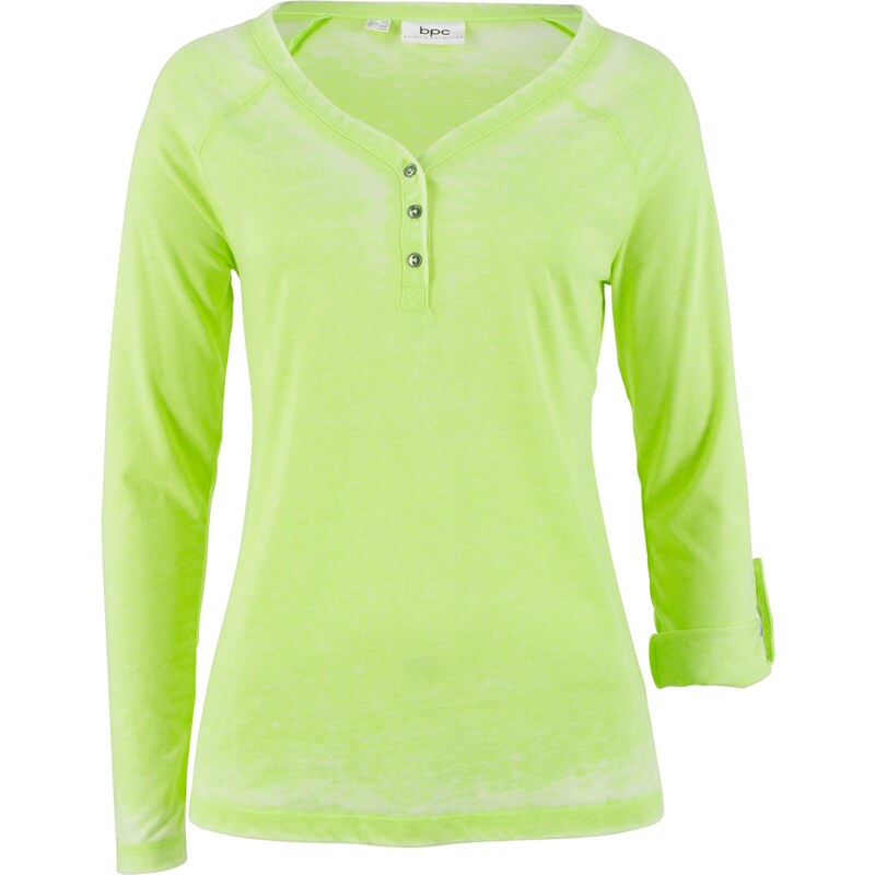 bpc bonprix collection Shirt mit ausgewaschenem Farb-Effekt langarm in grün für Damen von bonprix