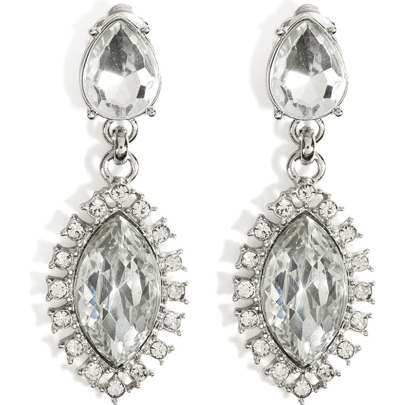R.J.Graziano Crystal Oval Drop Earrings in Silver
