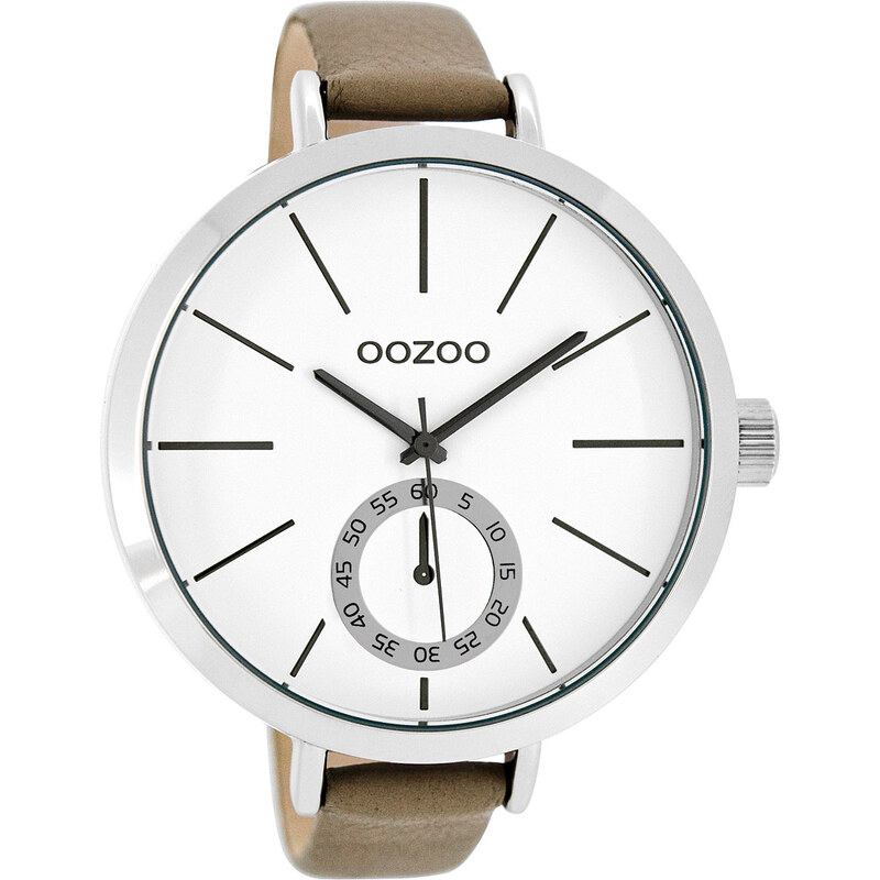 Oozoo Damen-Armbanduhr mit Lederband Taupe/Weiß 48 mm C8317