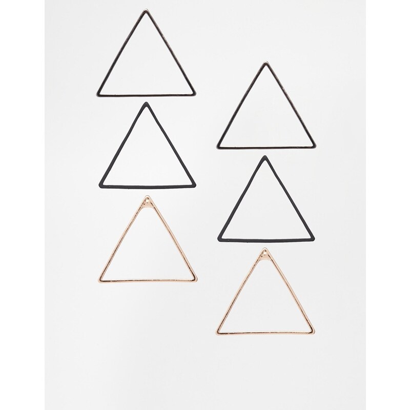 ASOS - Ohrringe mit offenem Triangel-Design im Multipack - Mehrfarbig