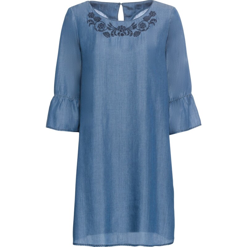 BODYFLIRT Tencel-Kleid kurzer Arm in blau für Damen von bonprix