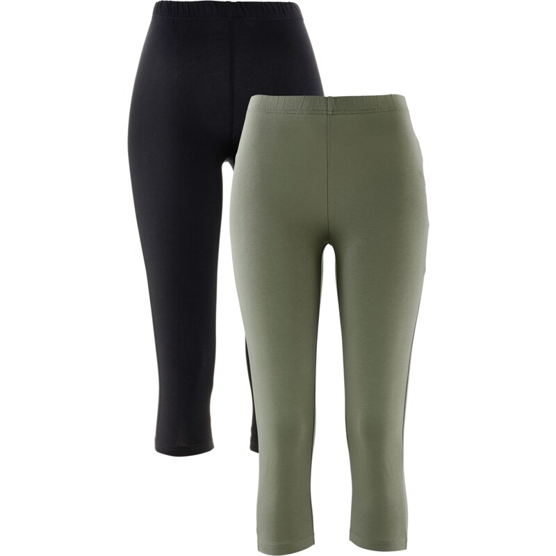 Stretch-Capri-Leggings (2er-Pack) grün Damen bonprix