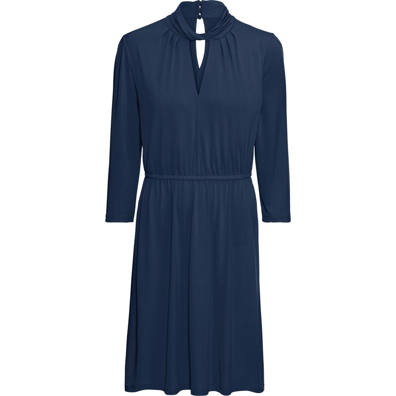 BODYFLIRT Kleid aus Crepe Jersey 3/4 Arm in blau von bonprix