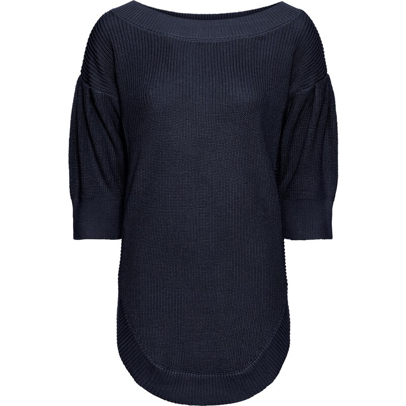BODYFLIRT Pullover halber Arm in blau (U-Boot-Ausschnitt) für Damen von bonprix