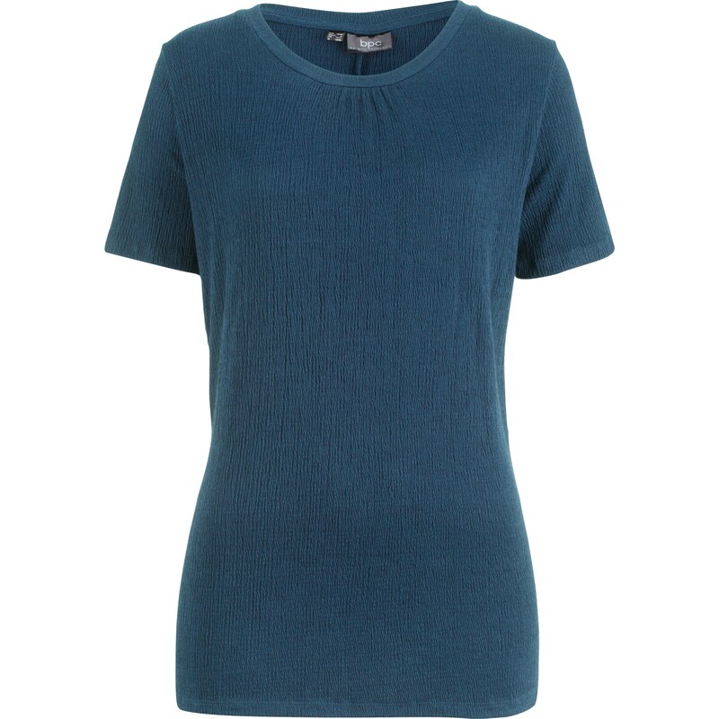 bpc bonprix collection Struktur-Shirt mit Rundhals-Ausschnitt, Kurzarm in blau für Damen von bonprix