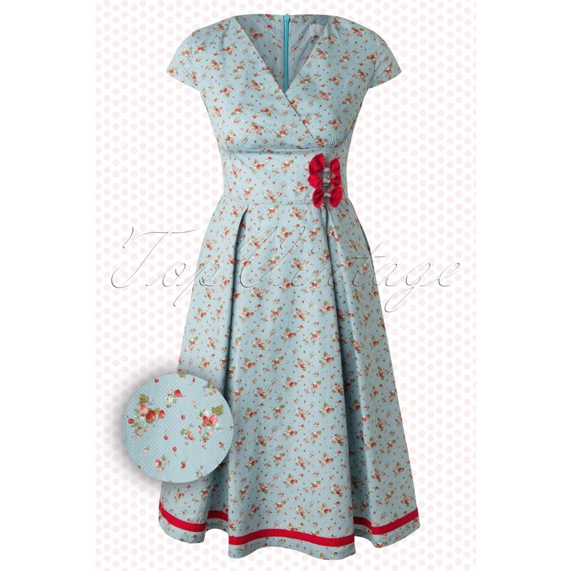 Whispering Ivy TopVintage exclusive ~ 50s Sweet Strawberry Dress in Blue