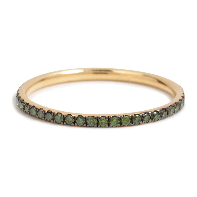 Ileana Makri 18K Yellow Gold Ring with Green Diamonds
