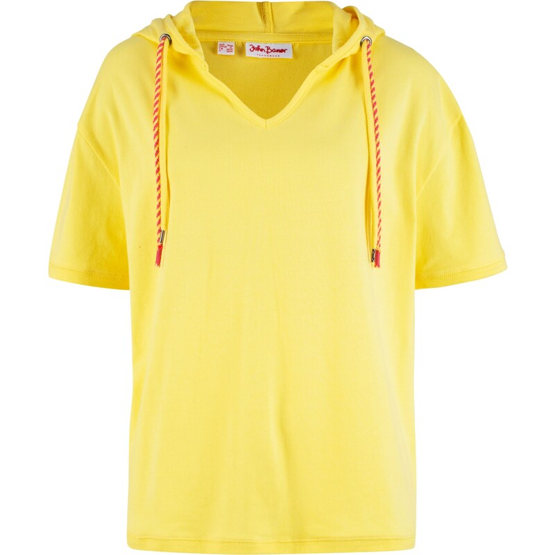 John Baner JEANSWEAR Kurzarm-Shirt mit Kapuze in gelb für Damen von bonprix