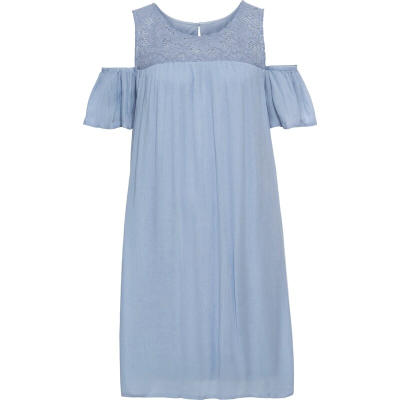 Cold-Shoulder-Kleid mit Spitze kurzer Arm blau Damen bonprix